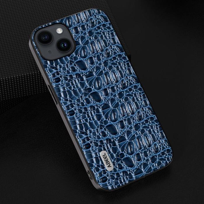 ABEEL - ABEEL iPhone 15 Plus Skal Canopy Textur Blå Äkta Läder