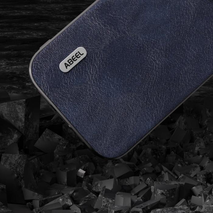 ABEEL - ABEEL iPhone 15 Plus Skal, Läderbelagd PC + TPU, Blå