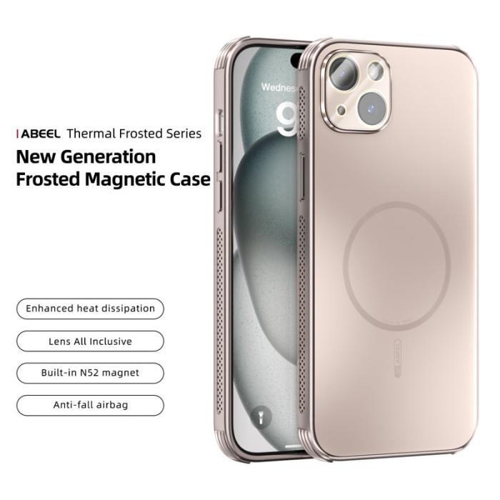 ABEEL - ABEEL iPhone 15 Plus Skal Magnetiskt TPU PC Kylmatte Guld