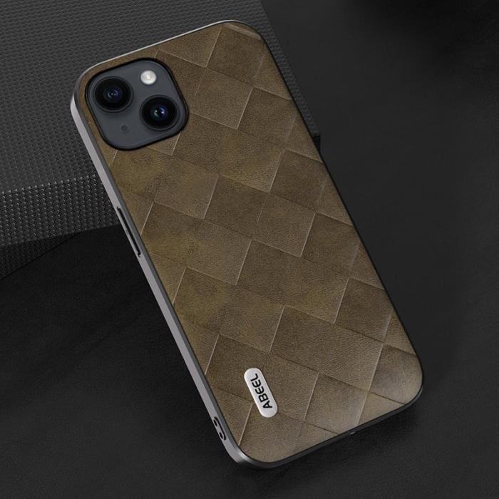 ABEEL - ABEEL iPhone 15 Plus Skal PU Läder Grön Skyddande Fodral