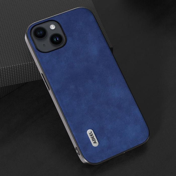 ABEEL - ABEEL iPhone 15 Plus Skal Texturerad PU Läder Ultra Tunn Blå