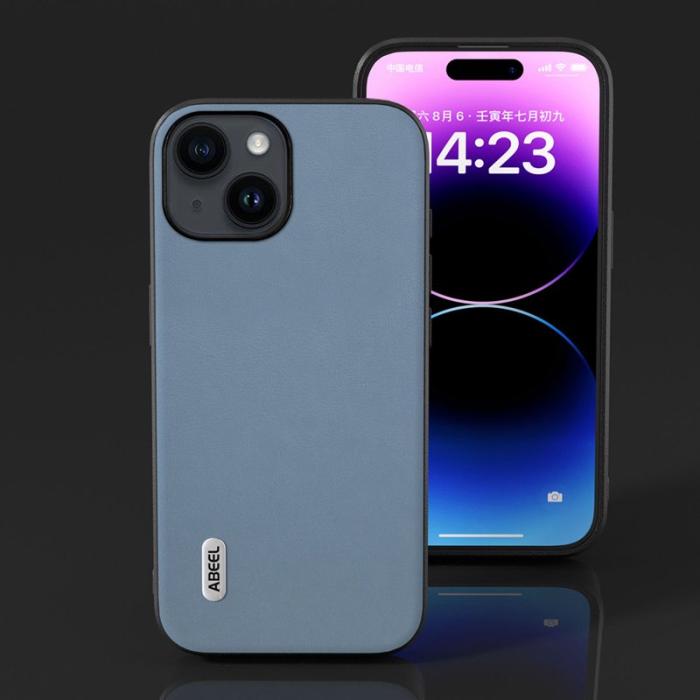 ABEEL - ABEEL Mobilskal till iPhone 15 Plus Texturerat PU Läder TPU - Blå