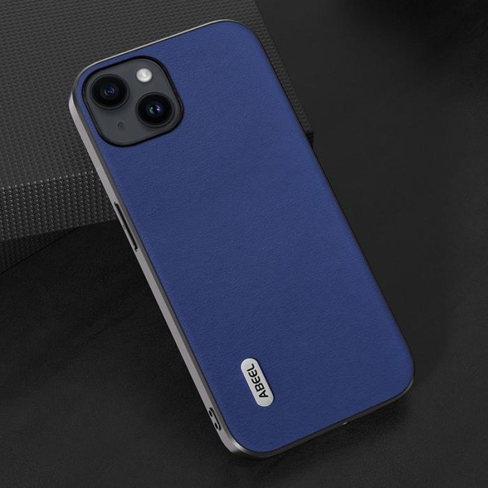 ABEEL - ABEEL Mobilskal till iPhone 15 Plus Texturerat PU Läder TPU - Blå