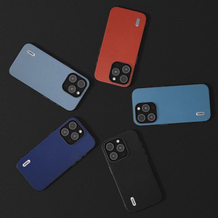 ABEEL - ABEEL iPhone 15 Pro Fodral Anti-Scratch Texturerad PU Läder Svart