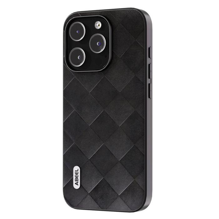 ABEEL - ABEEL iPhone 15 Pro Fodral PU Läder Svart Drop-proof