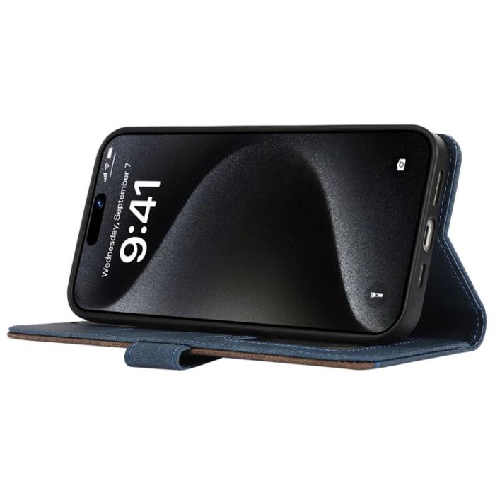 ABEEL - ABEEL iPhone 15 Pro Fodral RFID Blocker Plånbok - Blå