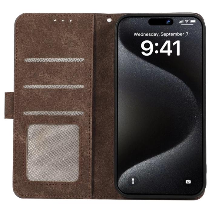 ABEEL - ABEEL iPhone 15 Pro Fodral RFID Blocker Plånbok - Brun