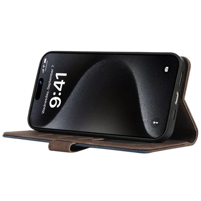 ABEEL - ABEEL iPhone 15 Pro Fodral RFID Blocker Plånbok - Brun