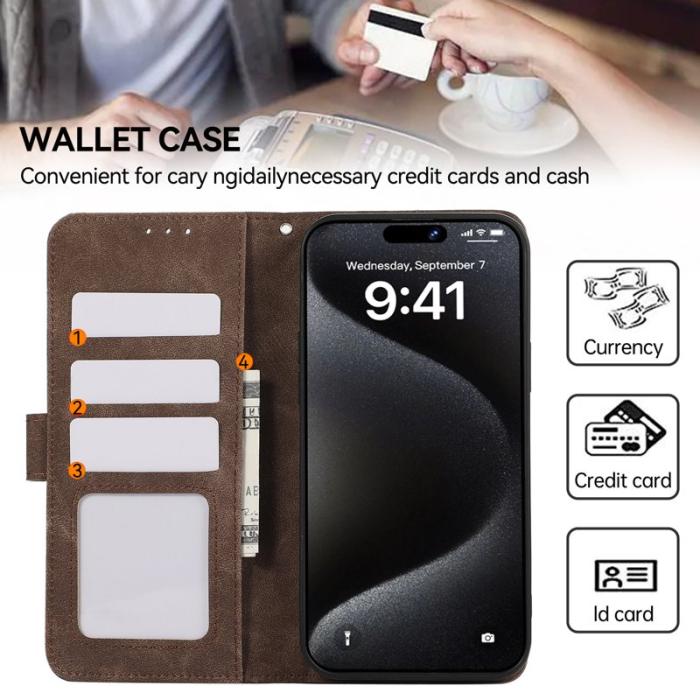 ABEEL - ABEEL iPhone 15 Pro Fodral RFID Blocker Plånbok - Brun