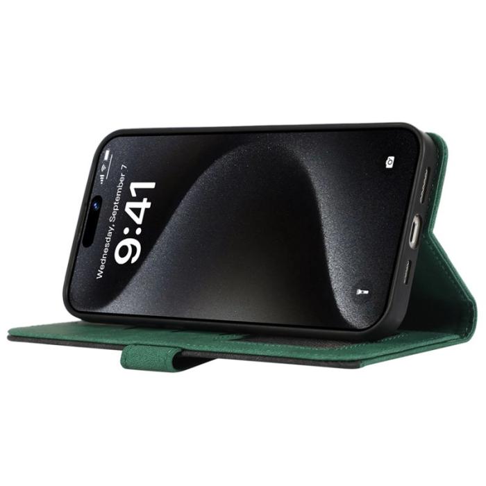 ABEEL - ABEEL iPhone 15 Pro Fodral RFID Blocker Plånbok - Grön