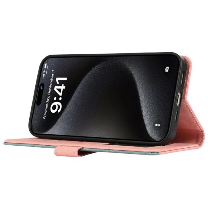 ABEEL - ABEEL iPhone 15 Pro Max Fodral PU Läder RFID Skydd Pink