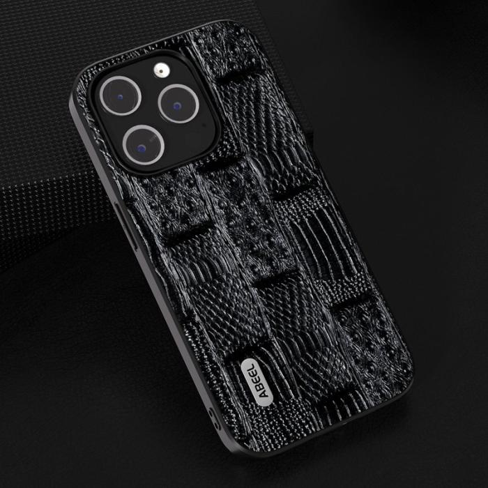 ABEEL - ABEEL iPhone 15 Pro Max Fodral Shockproof Läder Mahjong Svart