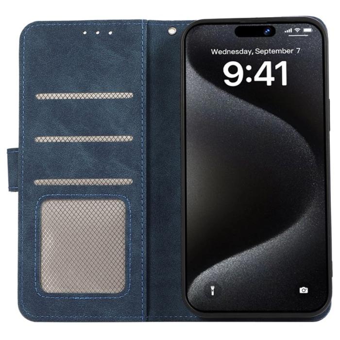 ABEEL - ABEEL iPhone 15 Pro Max PU Läderfodral RFID Blockering Blå