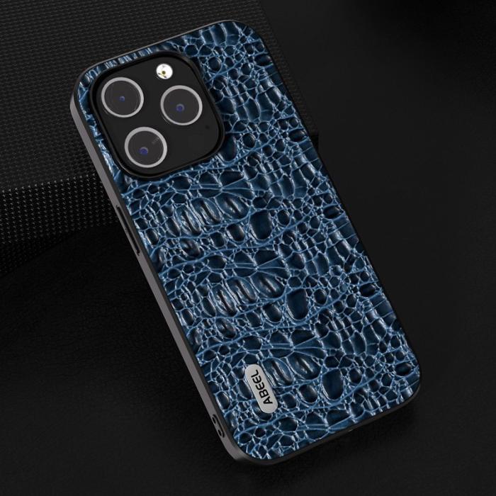 ABEEL - ABEEL iPhone 15 Pro Max Skal Äkta Läder + PC + TPU Blå