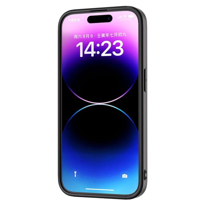 ABEEL - ABEEL iPhone 15 Pro Max Skal Äkta Läder PC+TPU Nappa Svart