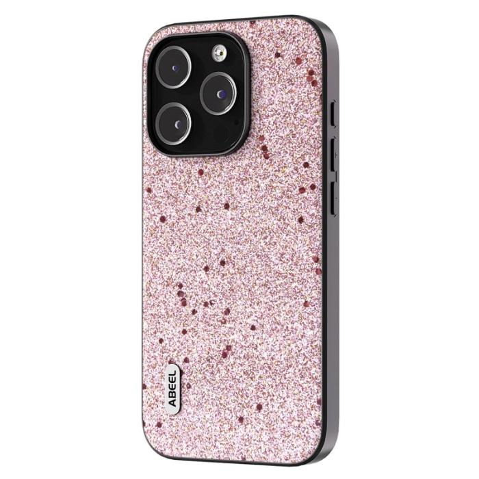 ABEEL - ABEEL iPhone 15 Pro Max Skal Glitter Drop-proof PU Läder - Rosa