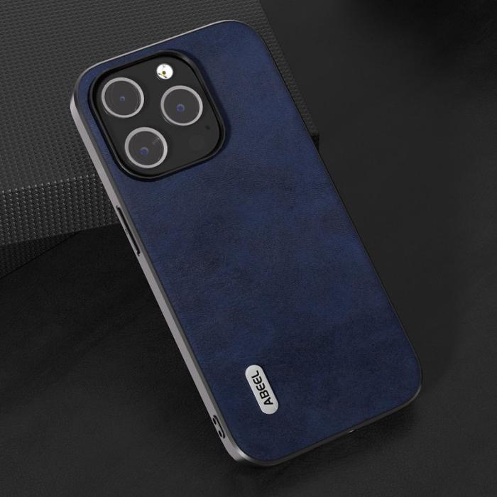ABEEL - ABEEL iPhone 15 Pro Max Skal Läder Coated TPU - Blå