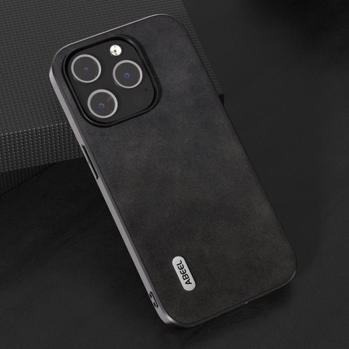 ABEEL - ABEEL iPhone 15 Pro Max Skal Läder Coated TPU - Svart