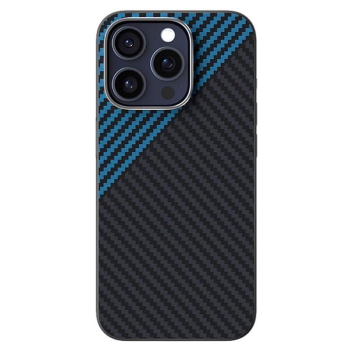 ABEEL - ABEEL iPhone 15 Pro Max Skal MagSafe Kolfiber Svart / Blå