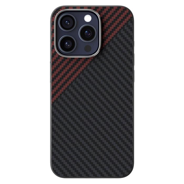 ABEEL - ABEEL iPhone 15 Pro Max Skal MagSafe Kolfiber Svart/Röd