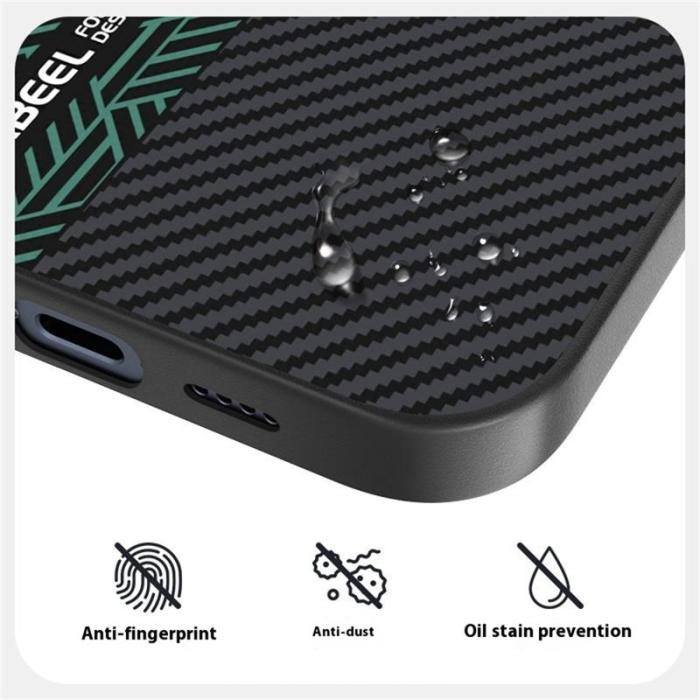 ABEEL - ABEEL iPhone 15 Pro Max Skal PC TPU Aluminium Läder - Textur 2