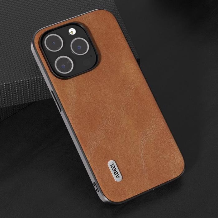 ABEEL - ABEEL iPhone 15 Pro Max Skal PU Läder Coated - Brun