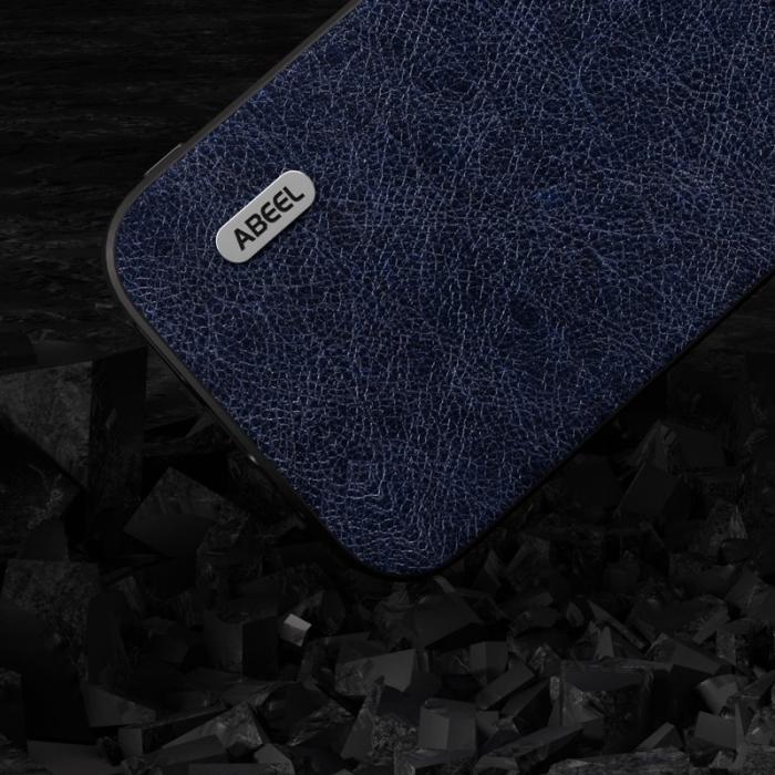 ABEEL - ABEEL iPhone 15 Pro Max Skal Retro Litchi Textur Blå