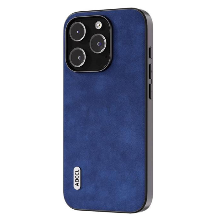 ABEEL - ABEEL iPhone 15 Pro Max Skal Texturerad PU Läder Blå