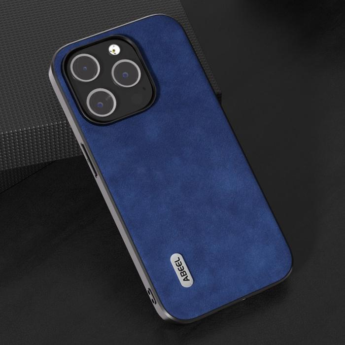 ABEEL - ABEEL iPhone 15 Pro Max Skal Texturerad PU Läder Blå