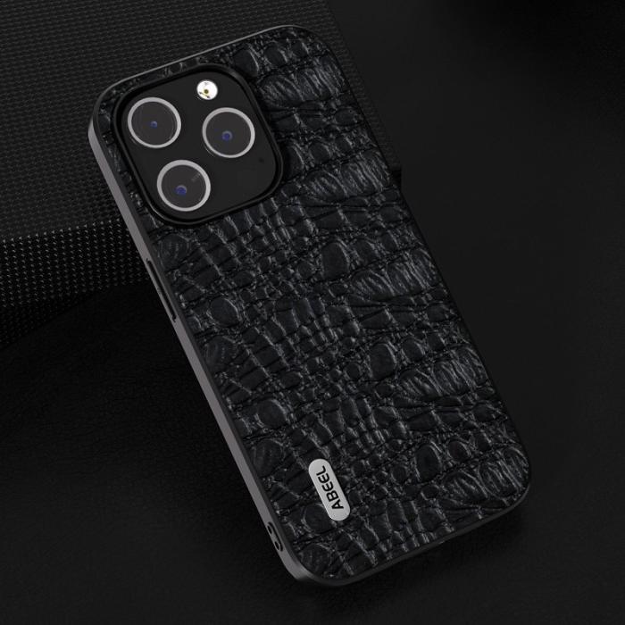 ABEEL - ABEEL iPhone 15 Pro Skal Impact-Resistent Äkta Läder Svart