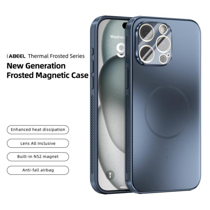 ABEEL - ABEEL iPhone 15 Pro Skal Magnetiskt TPU PC Kylande Blå