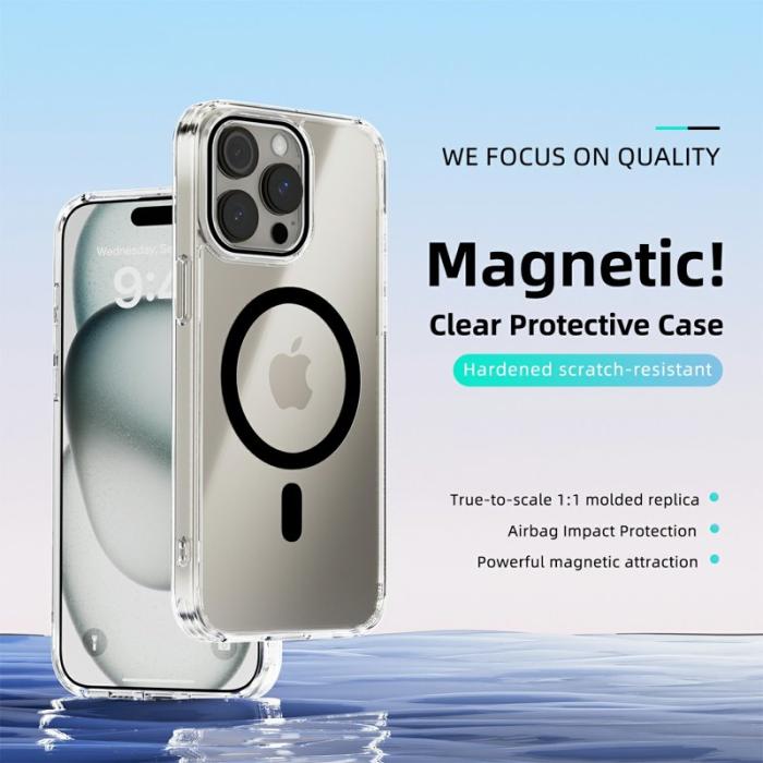 ABEEL - ABEEL iPhone 15 Pro Skal MagSafe Anti Scratch Transparent Svart