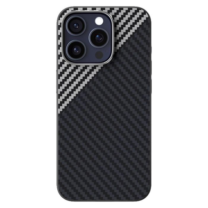 ABEEL - ABEEL iPhone 15 Pro Skal MagSafe Kolfiber Svart/Silver