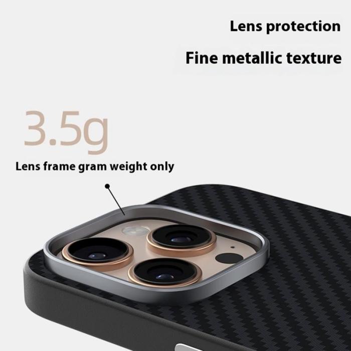 ABEEL - ABEEL iPhone 15 Pro Skal MagSafe Kolfiber Svart/Silver