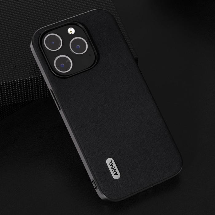 ABEEL - ABEEL iPhone 15 Pro Skal Nappa Textur Äkta Läder Svart