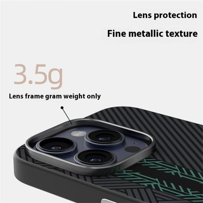 ABEEL - ABEEL iPhone 15 Pro Skal PC TPU Aluminium PU Läder - Textur 2