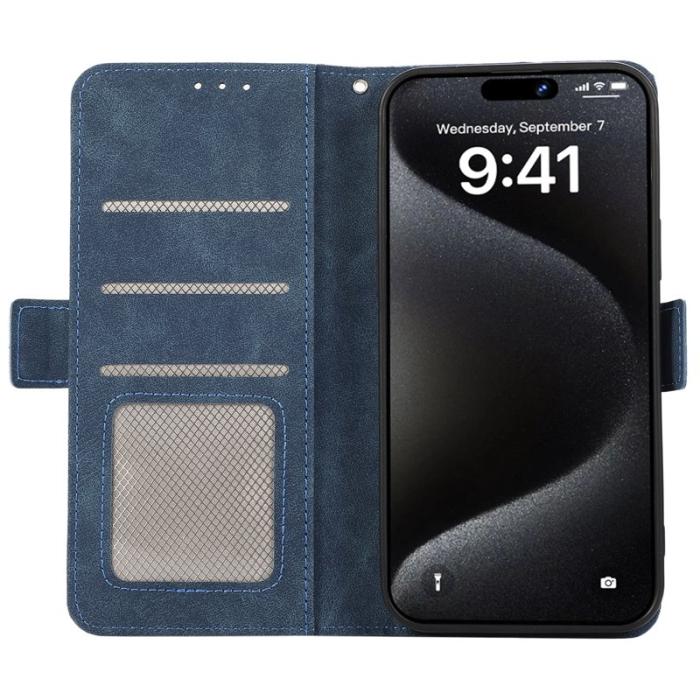 ABEEL - ABEEL iPhone 15 Pro Skal RFID Kortfack Stötabsorberande Blå