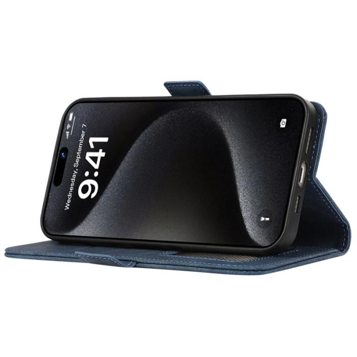 ABEEL - ABEEL iPhone 15 Pro Skal RFID Kortfack Stötabsorberande Blå