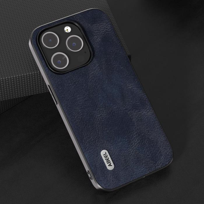 ABEEL - ABEEL iPhone 15 Pro Skal, Stöttålig Läder, Blå