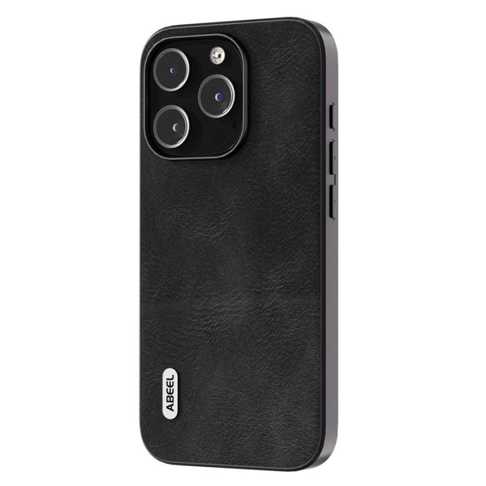 ABEEL - ABEEL iPhone 15 Pro Skal, Stöttålig Läder, Svart