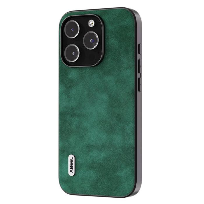 ABEEL - ABEEL iPhone 15 Pro Skal Texturerad PU Läder Grön