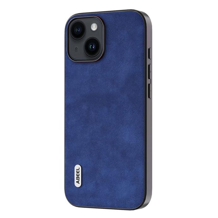 ABEEL - ABEEL iPhone 15 Skal Anti-drop Texturerad PU Läder Blå