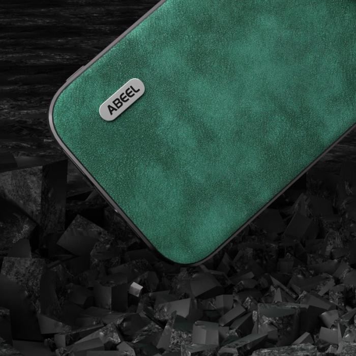 ABEEL - ABEEL iPhone 15 Skal Anti-drop Texturerad PU Läder Grön