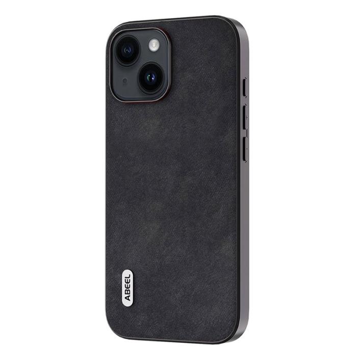 ABEEL - ABEEL iPhone 15 Skal Anti-drop Texturerad PU Läder - Svart