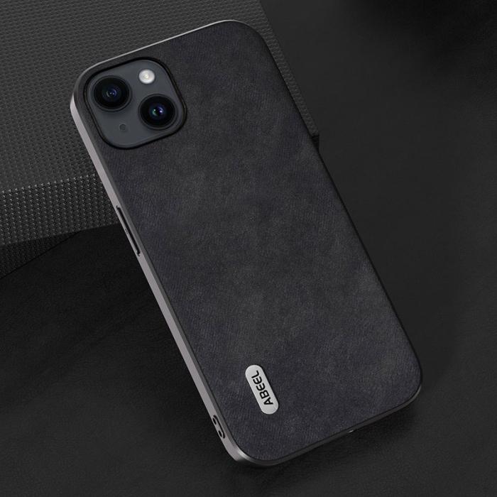 ABEEL - ABEEL iPhone 15 Skal Anti-drop Texturerad PU Läder - Svart
