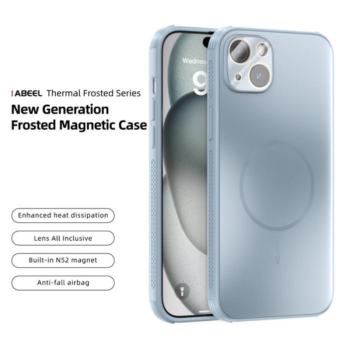 ABEEL - ABEEL iPhone 15 Skal Magnetiskt TPU PC Kylande Matt - Baby Blue
