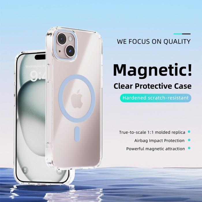 ABEEL - ABEEL iPhone 15 Skal MagSafe Anti Scratch Klar TPU - Baby Blue