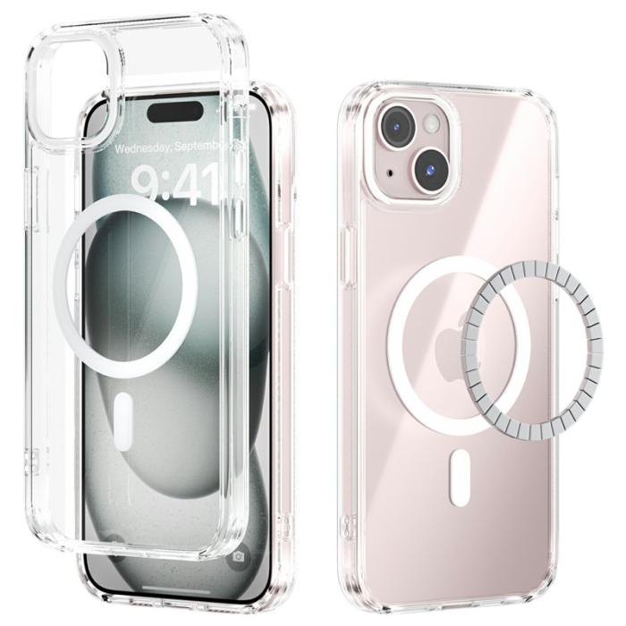 ABEEL - ABEEL iPhone 15 Skal MagSafe Anti Scratch Klar TPU Vit