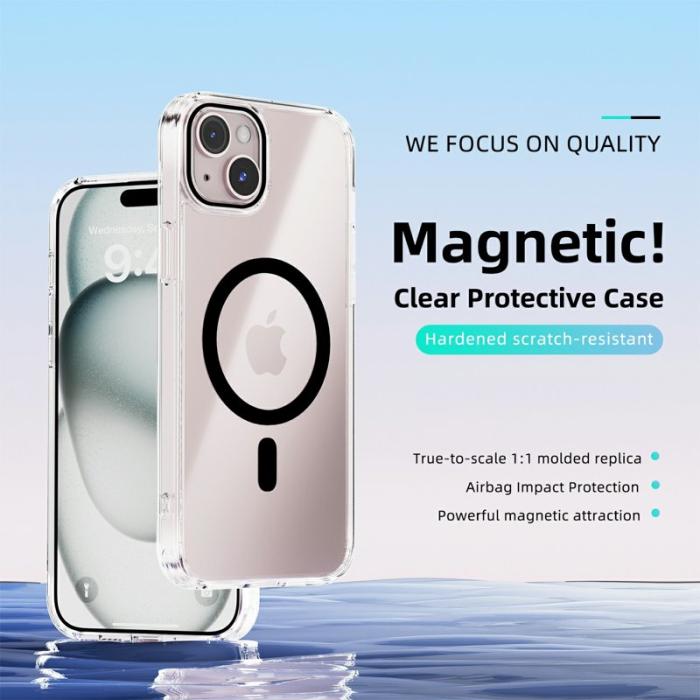 ABEEL - ABEEL iPhone 15 Skal MagSafe Kompatibel Anti Scratch Klar Svart