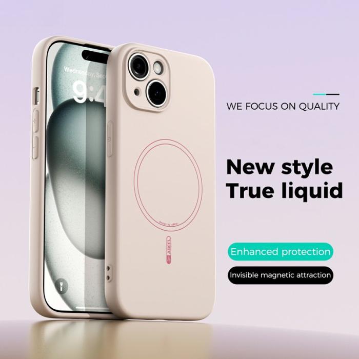 ABEEL - ABEEL iPhone 15 Skal MagSafe Kompatibel Liquid Silicone Beige